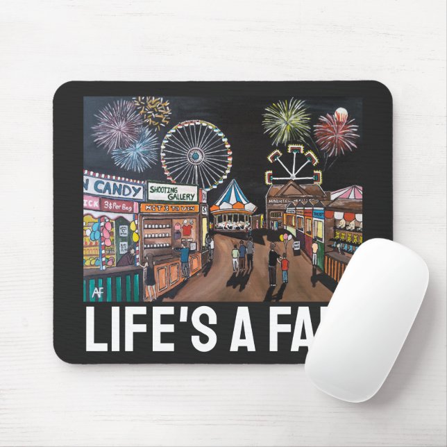 Funfair at Night Painting by Alfred Fox Mousepad (Mit Mouse)