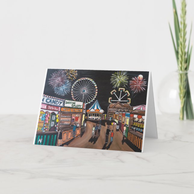 Funfair bei der Nachtmalerei von Alfred Fox Karte (Vorderseite)