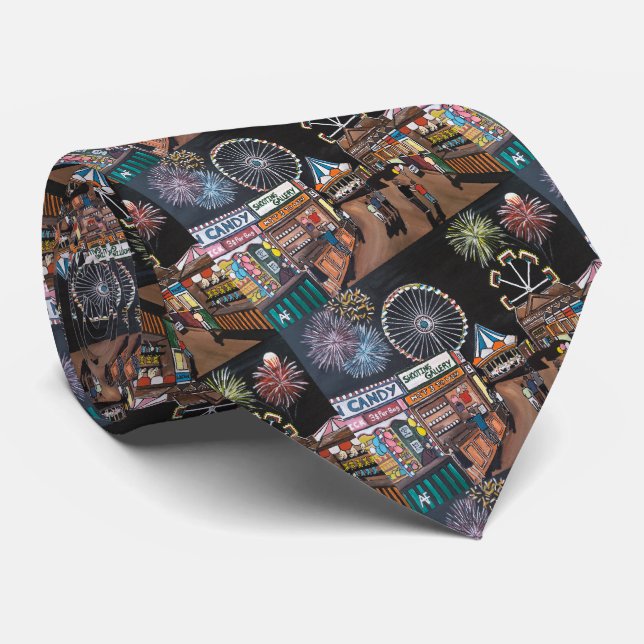 Funfair bei der Nachtmalerei von Alfred Fox Krawatte (Gerollt)