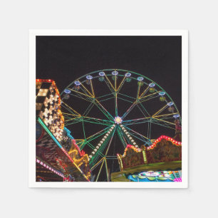 Funfair Riesenrad bei Nacht Serviette