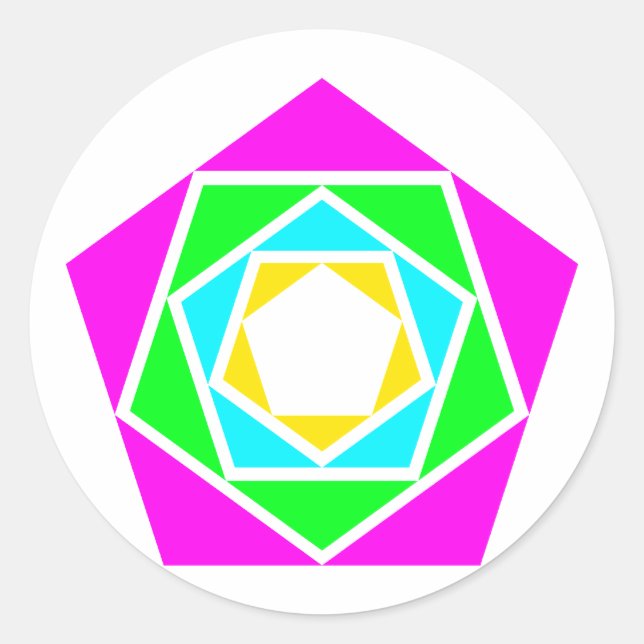 Fünfecke pentagons runder aufkleber (Vorderseite)