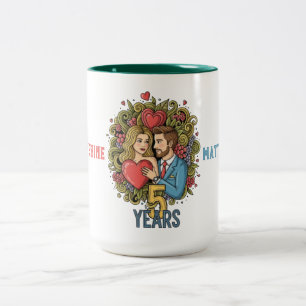 Fünfjähriges Jubiläum Zweifarbige Tasse