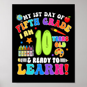 Fünfte 5. Klasse erster Schultag Jungen Mädchen Poster