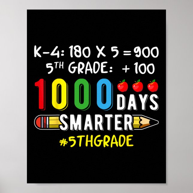 Fünfte 5. Klasse Lehrer Student 100 Schule 1000 Da Poster (Vorne)