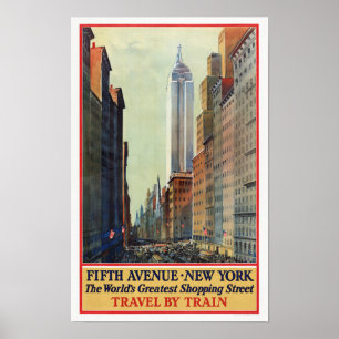 Fünfte Ave, New York Vintage Travel Poster