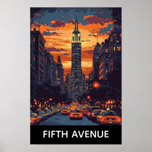 Fünfte Avenue New York USA Kunst Vintage Reise Poster