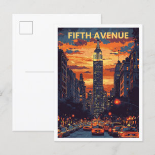Fünfte Avenue New York USA Kunst Vintage Reise Postkarte