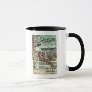 Fünfte jährliche Rose Festival Werbung Tasse