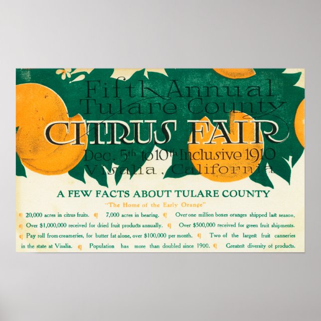 Fünfte jährliche Tulare Landkreis Citrus Fair Werb Poster (Vorne)
