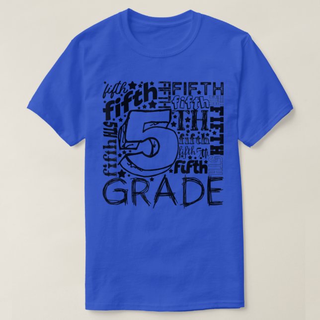 Fünfte Klasse Doodle zurück zum Schullehrer  T-Shirt (Design vorne)