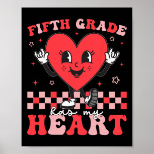 Fünfte Klasse hat mein Herz Retro Valentinstag Tea Poster