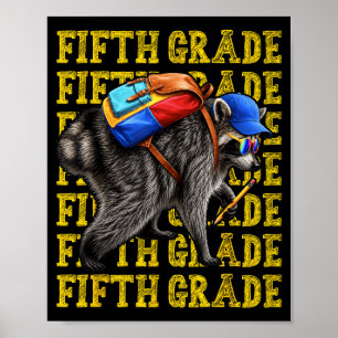 Fünfte Klasse Jimothy Waschbär Zurück zur Schule Poster
