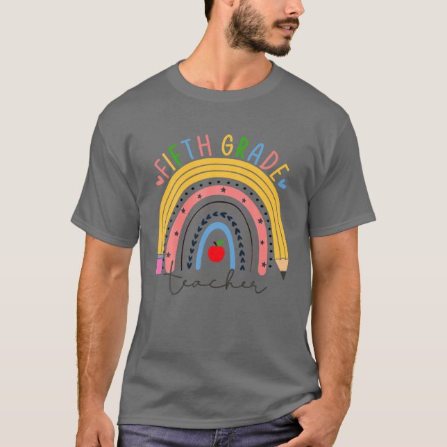 Fünfte Klasse Lehrer Funny Boho Rainbow Back to Sc T-Shirt (Vorderseite)