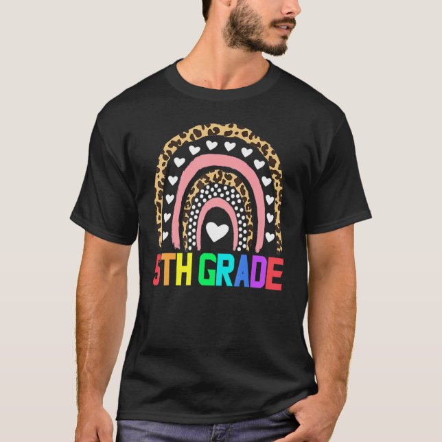 Fünfte Klasse Lehrer Leopard Regenbogen Fünfte Kla T-Shirt (Vorderseite)