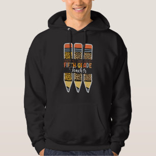 Fünfte Klasse Lehrer Leopard Stift zurück zur Schu Hoodie
