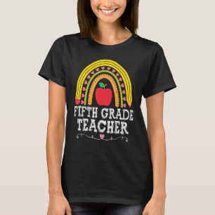 Fünfte Klasse Lehrer Schulmaterial Rainbow Back T-Shirt
