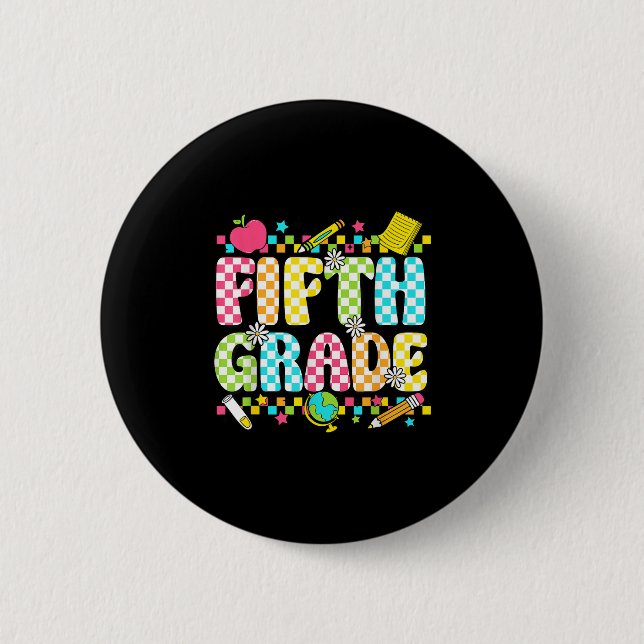 Fünfte Klasse Lehrer Student Groovered zurück Button (Vorderseite)
