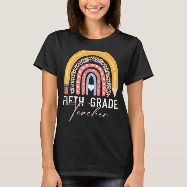 Fünfte Klasse Lehrer Teach 5. Klasse Boho Rainbow  T-Shirt (Vorderseite)