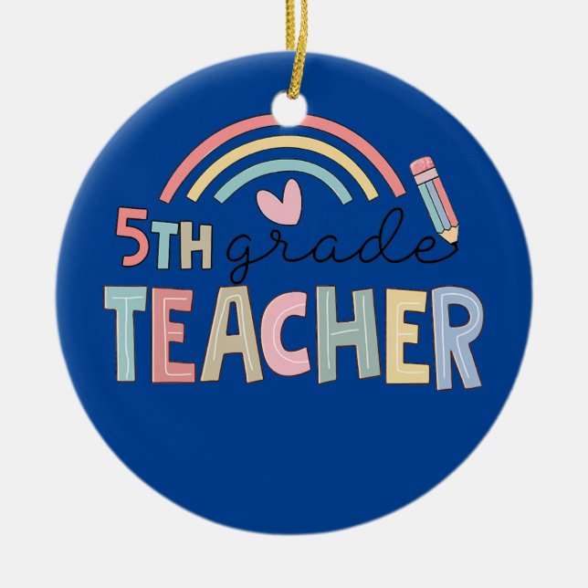 Fünfte Klasse Lehrer Team 5th Grade Squad Rainbow Keramik Ornament (Vorne)