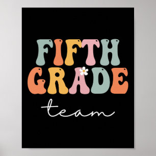 Fünfte-Klasse-Team Retro Groovy Vintage Erster Sch Poster