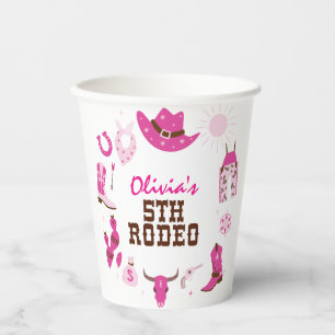Fünfte Rodeo Pink Western Cowboy 5. Geburtstag Pappbecher