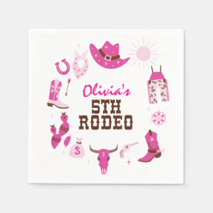 Fünfte Rodeo Pink Western Cowboy 5. Geburtstag Serviette