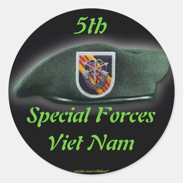 Fünfte Sondereinheiten Gruppe Grüne Berets Vietnam Runder Aufkleber (Vorderseite)