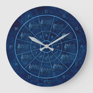Fünftel elegantes blaues Design für Musiker Große Wanduhr