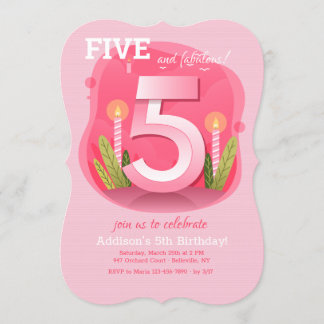 Fünfter Geburtstag in Rosa Einladung