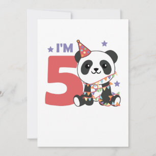 Fünfter Geburtstag Panda für Kinder 5 Jahre Einlad Einladung