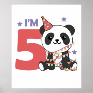 Fünfter Geburtstag Panda für Kinder 5 Jahre Poster