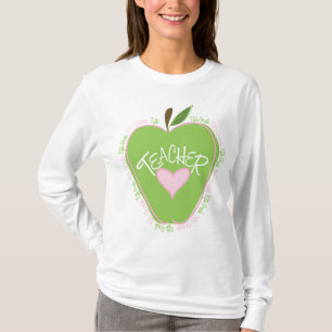 Fünfter Grad-Lehrer-rosa u. grünes Apple T-Shirt