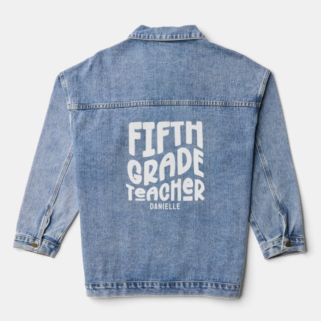 Fünfter Lehrer Minimalistisch Jeansjacke (Rückseite)