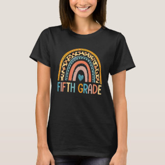 Fünftklässler Leopard Regenbogen Erster Tag Lehrer T-Shirt