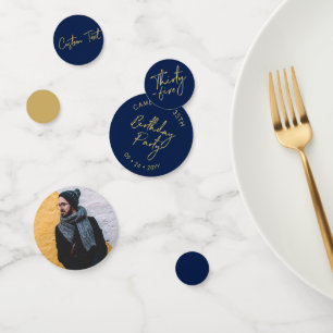 Fünfunddreißig Gold & Navy Blau 35. Geburtstagsf Konfetti