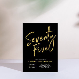 fünfundsiebzig | Gold & Black 75. Geburtstag Einladung