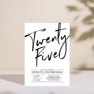 fünfundzwanzig   Moderne 25. Geburtstagsparty Einladung