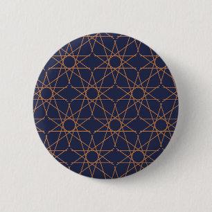 Fünfzackige Stern-Geometrie Indigo-Kupfer-Knopf Button