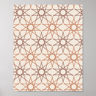 Fünfzackige Sterngeometrie in Elfenbein und Siena Poster