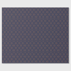 Fünfzackige Sterngeometrie in Indigo und Kupfer Wr Geschenkpapier