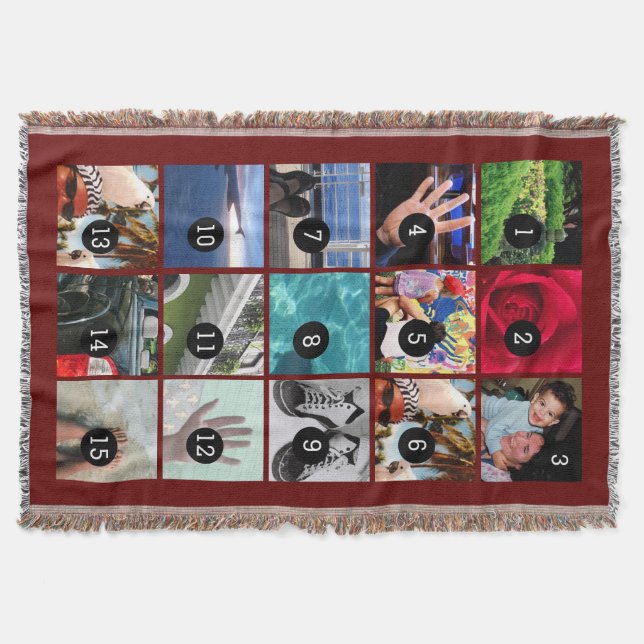 Fünfzehn Ihrer Fotos Burgunder Ihre eigene Vorlage Decke (Vorderseite)