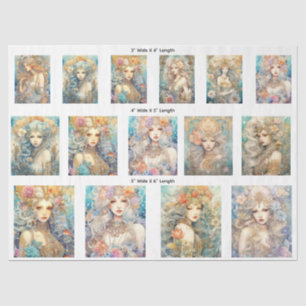 Fünfzehn Jungfrauen der See (3) Größen Decoupage Seidenpapier