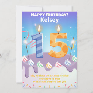 Fünfzehnjähriges Happy Birthday Card personalisier