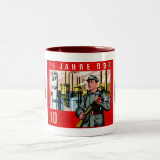 Fünfzehntes Aniversary der Gründung der DDR Zweifarbige Tasse