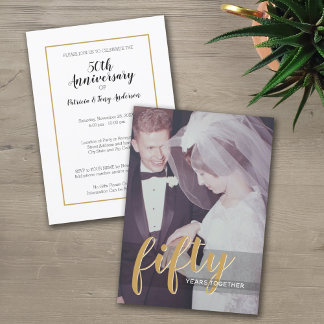 Fünfzig - 50. Hochzeitstag und Foto Einladung