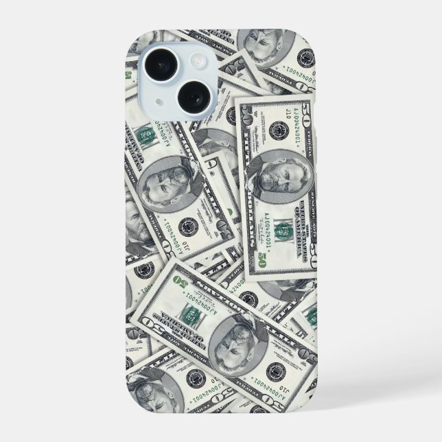 Fünfzig-Dollar-Schein-Geldmuster iPhone 15 Hülle (Rückseite)