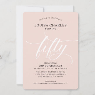 Fünfzig elegante Geburtstagsskripte mit Rosa Einladung