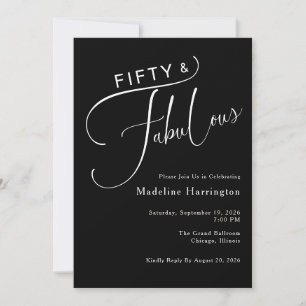 Fünfzig & Fabelhaft Elegant Script 50. Geburtstag Einladung
