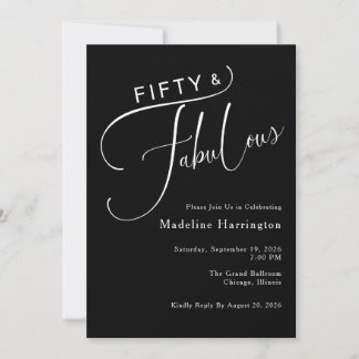 Fünfzig & Fabelhaft Elegant Script 50. Geburtstag Einladung