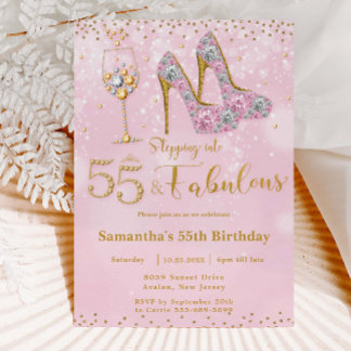 Fünfzig fabelhafte High Heels Bubbly 55 Geburtstag Einladung